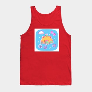 Yellow frog (blue background) Tank Top